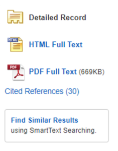 Database Search Options Screenshot
