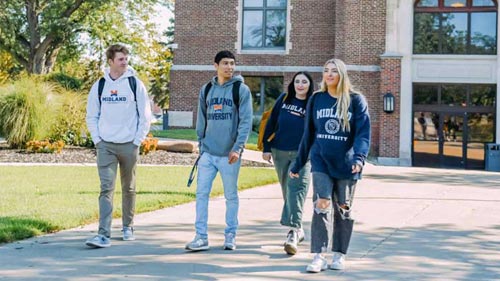 Students Walking Across Campus
