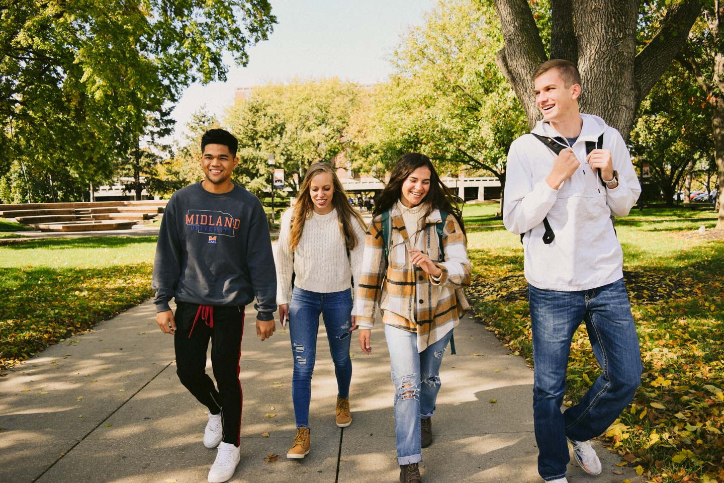 Midland University Students Outdoors on Campus